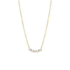 14K Gold 5 Diamond Bezel Necklace