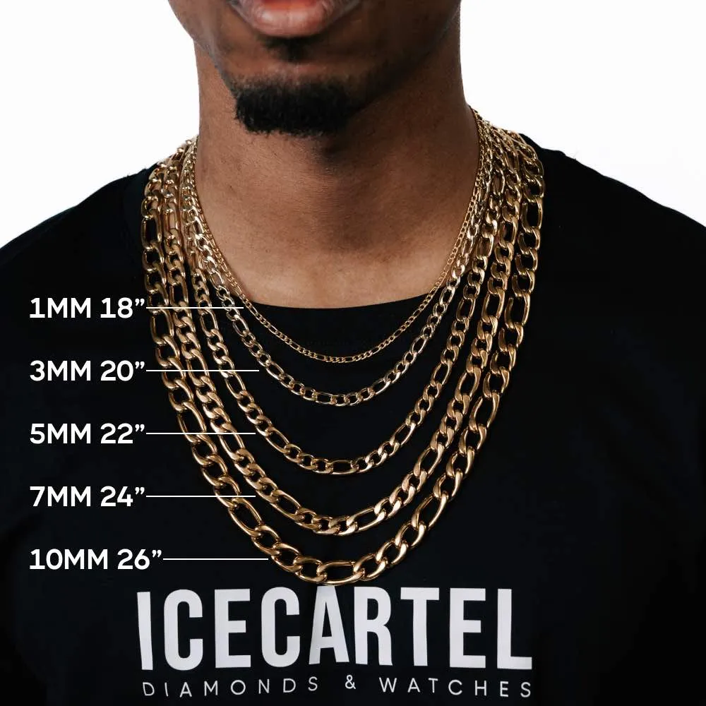 1MM Figaro Solid Gold Chain