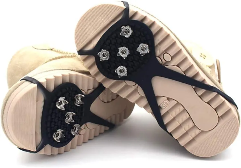 2 Pair (Kids Size) Crampons,Traction Cleats,Spike for Winter Walking Safety,Shoe Grips onIce Snow for Children Girls and Boys,Kids' Size