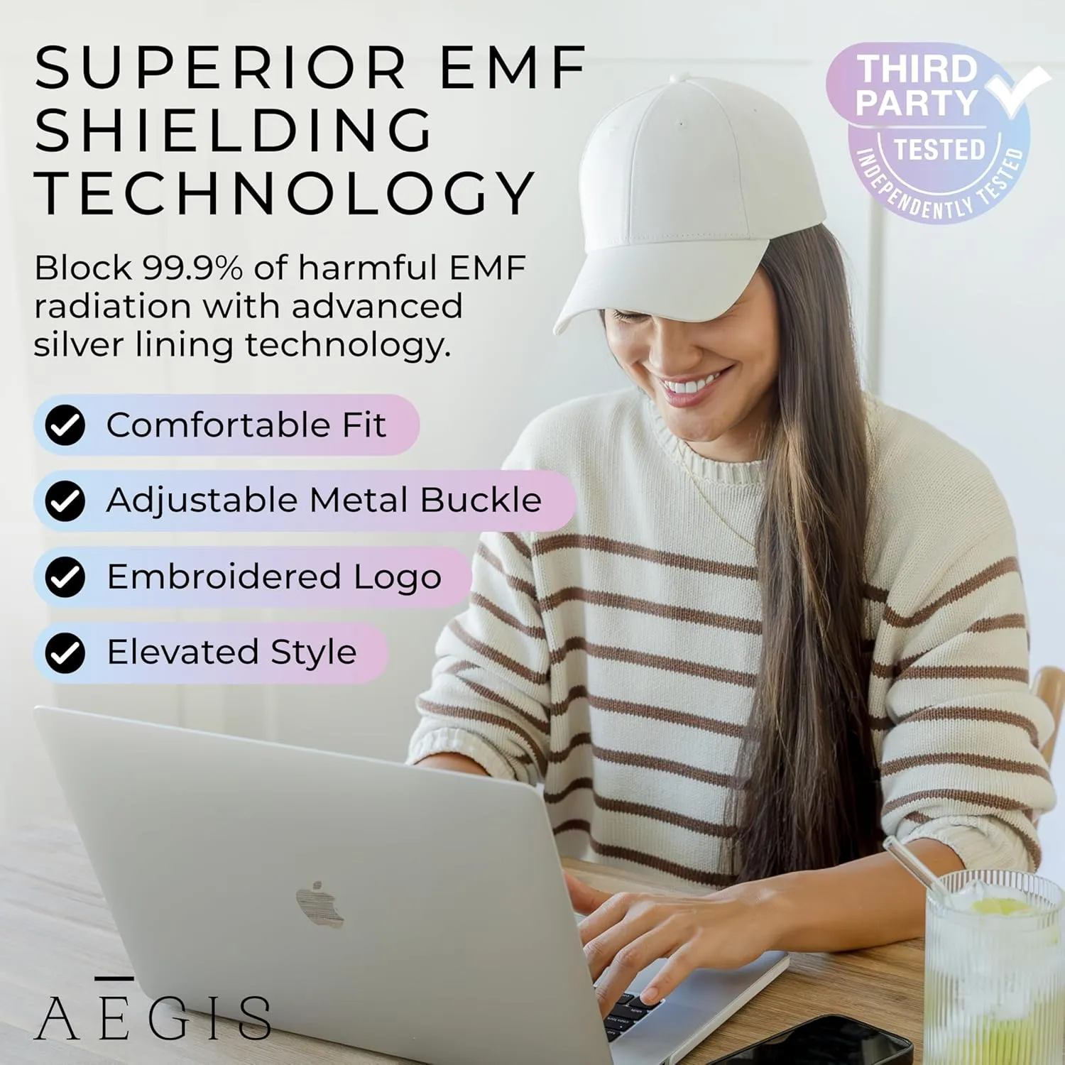Aegis Apparel Faraday Hat, Silver Lining Fabric Blocks 99% of Wi Fi, Bluetooth, Cell Towers E M F Protection