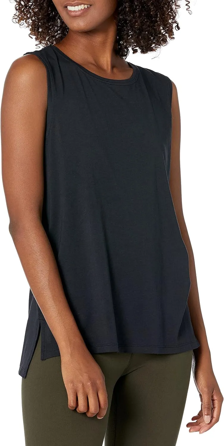 Amazon Essentials Women's Soft Cotton Relaxed-Fit Yoga Tank Top (Available in Plus Size)