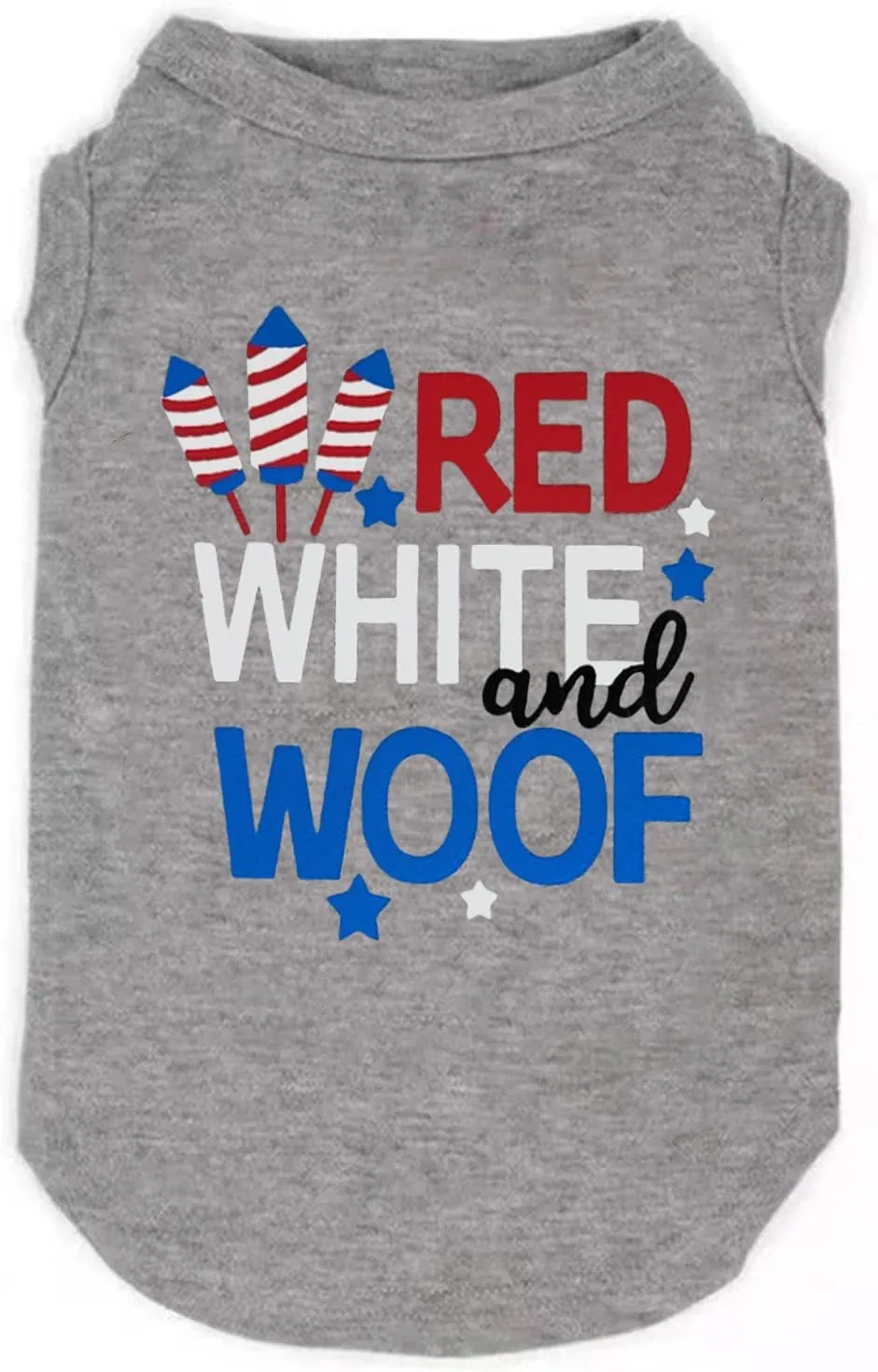 American Flag Popsicle 4th of July Funny Graphic Puppy Clothes Memorial Day, Independence Day, Holiday Dog Clothes for Small Dogs Boy Girl, Pet Cat Outfit (Medium, woof-Grey)