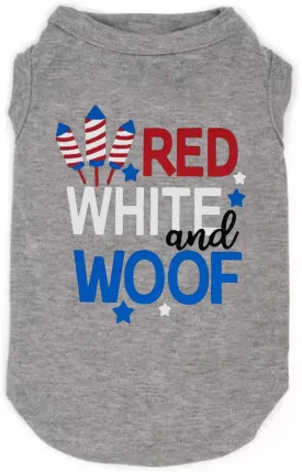 American Flag Popsicle 4th of July Funny Graphic Puppy Clothes Memorial Day, Independence Day, Holiday Dog Clothes for Small Dogs Boy Girl, Pet Cat Outfit (Medium, woof-Grey)