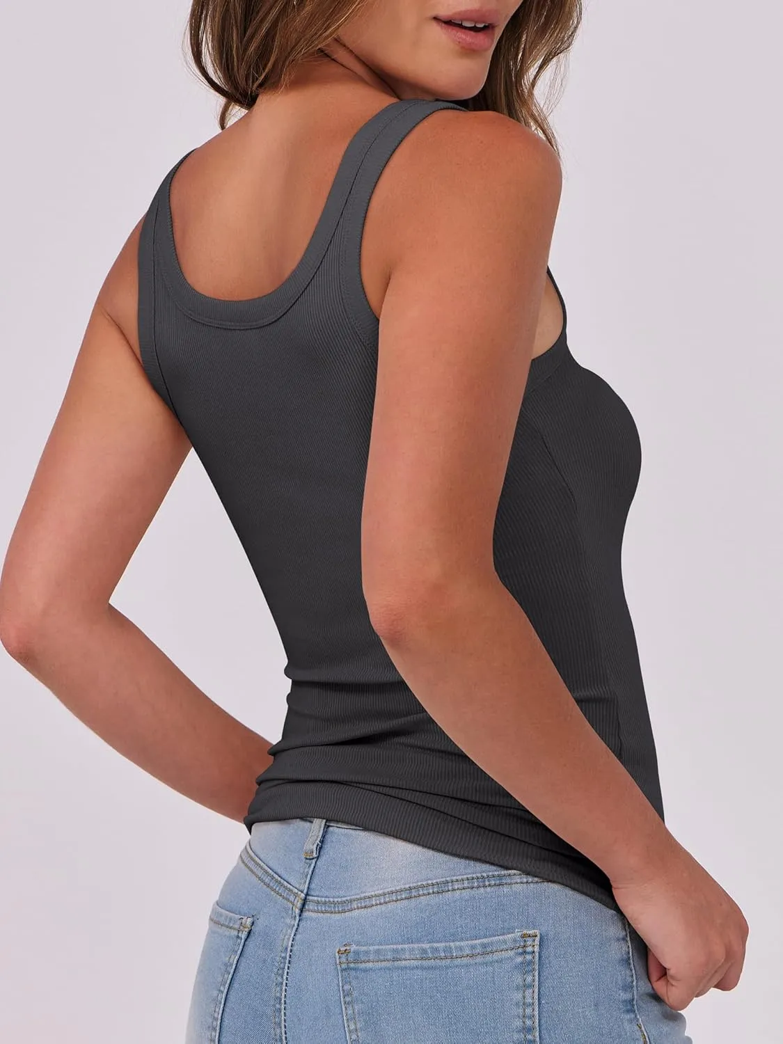 ANRABESS Womens Sleeveless Scoop Neck Tank Top Ribbed Fitted Summer Basic Slim Cute Tops 2025