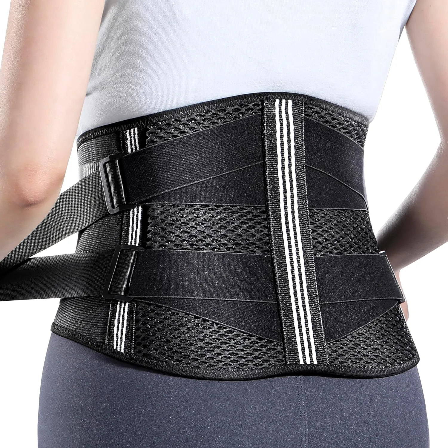 Back Brace for Lower Back Pain Relief with Bionic Support System, Adjustable Breathable Lumbar Support Belt for Men & Women, Ergonomic Design,for Herniated Disc,Sciatica,Scoliosis Size Large (Your Waist: 37.4" - 45.3")