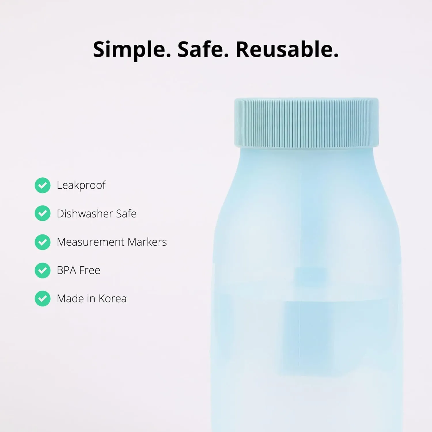BLUE GINKGO Collapsible Water Bottle [2-Pack]  Lightweight, Foldable Silicone Bottles for Travel, Hiking, and Camping (16.9oz, Made in Korea, Blue)
