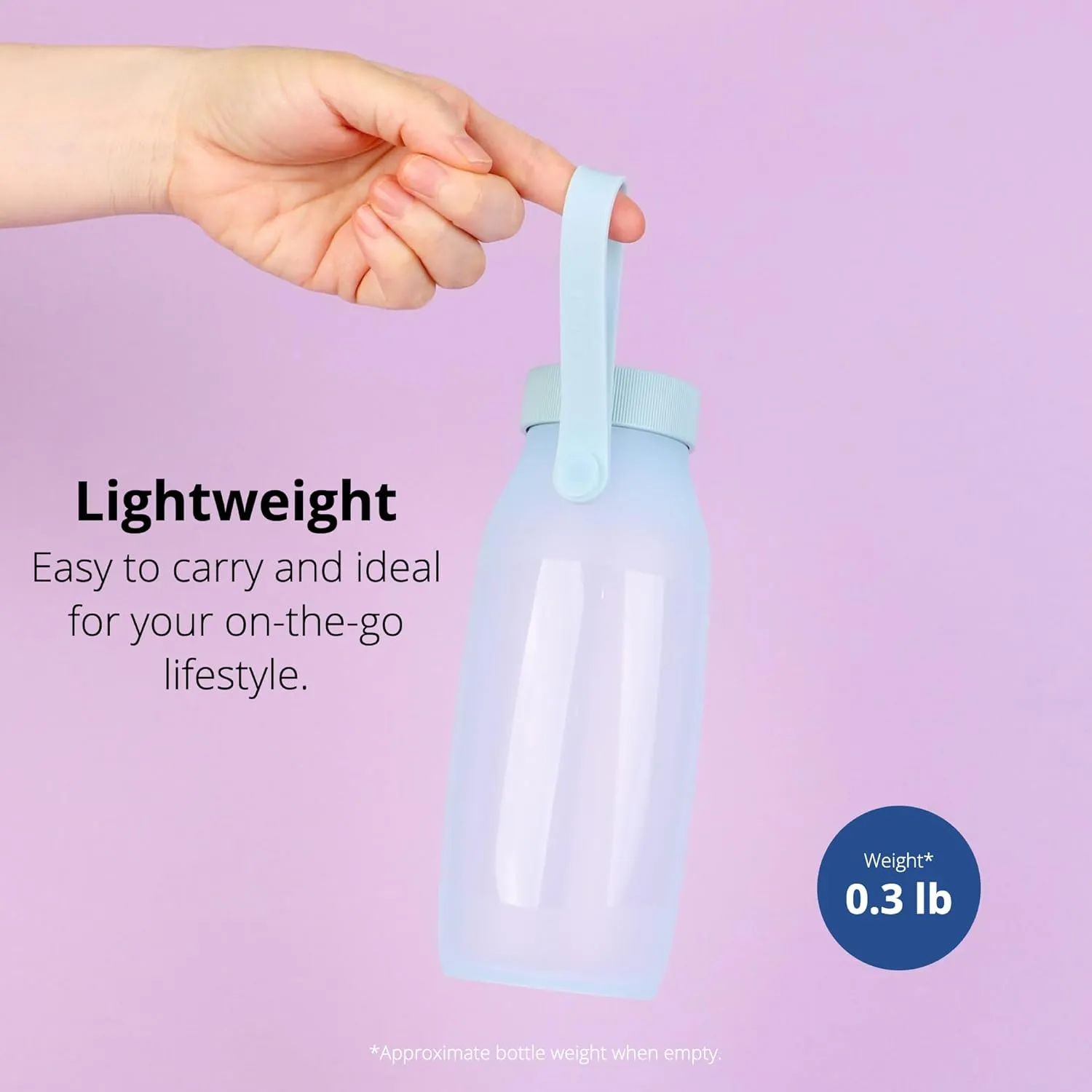 BLUE GINKGO Collapsible Water Bottle [2-Pack]  Lightweight, Foldable Silicone Bottles for Travel, Hiking, and Camping (16.9oz, Made in Korea, Blue)
