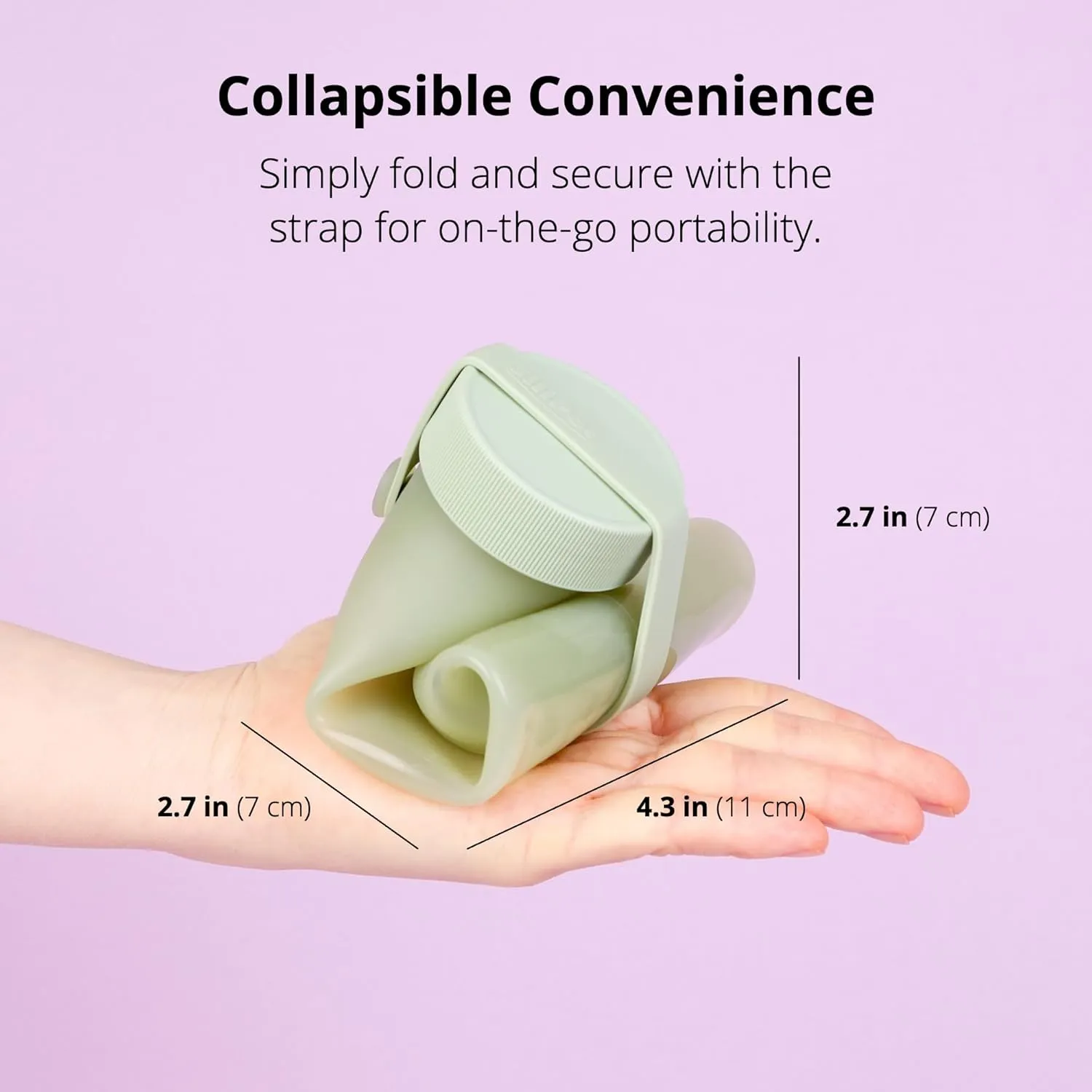 BLUE GINKGO Collapsible Water Bottle [2-Pack]  Lightweight, Foldable Silicone Bottles for Travel, Hiking, and Camping (16.9oz, Made in Korea, Olive Green)