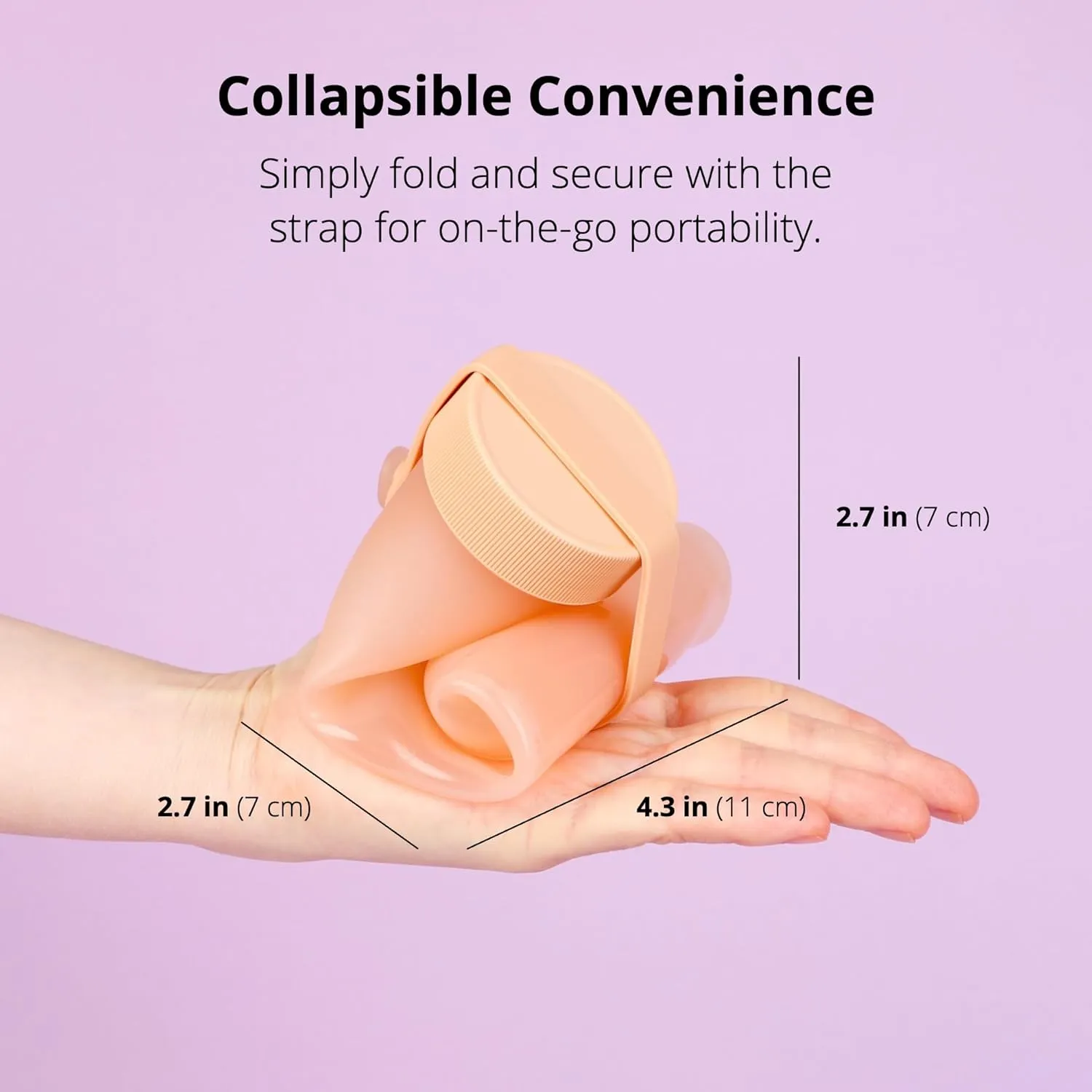 BLUE GINKGO Collapsible Water Bottle [2-Pack]  Lightweight, Foldable Silicone Bottles for Travel, Hiking, and Camping (16.9oz, Made in Korea, Peach)