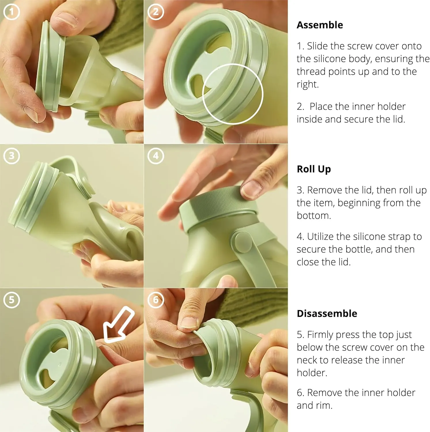 BLUE GINKGO Collapsible Water Bottle [2-Pack]  Lightweight, Foldable Silicone Bottles for Travel, Hiking, and Camping (16.9oz, Made in Korea, Peach)