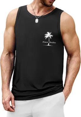 COOFANDY Mens Tank Tops Beach Summer Sleeveless Graphic T Shirts Palm Tree Vacation Quick Dry Muscle Tank