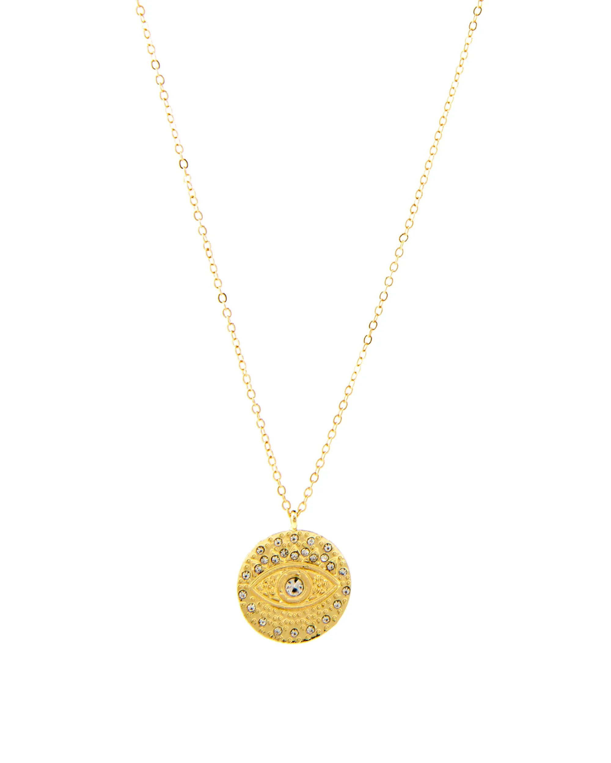 CRYSTAL EVIL EYE GOLD PLATED PENDANT NECKLACE 2432 - قلادة