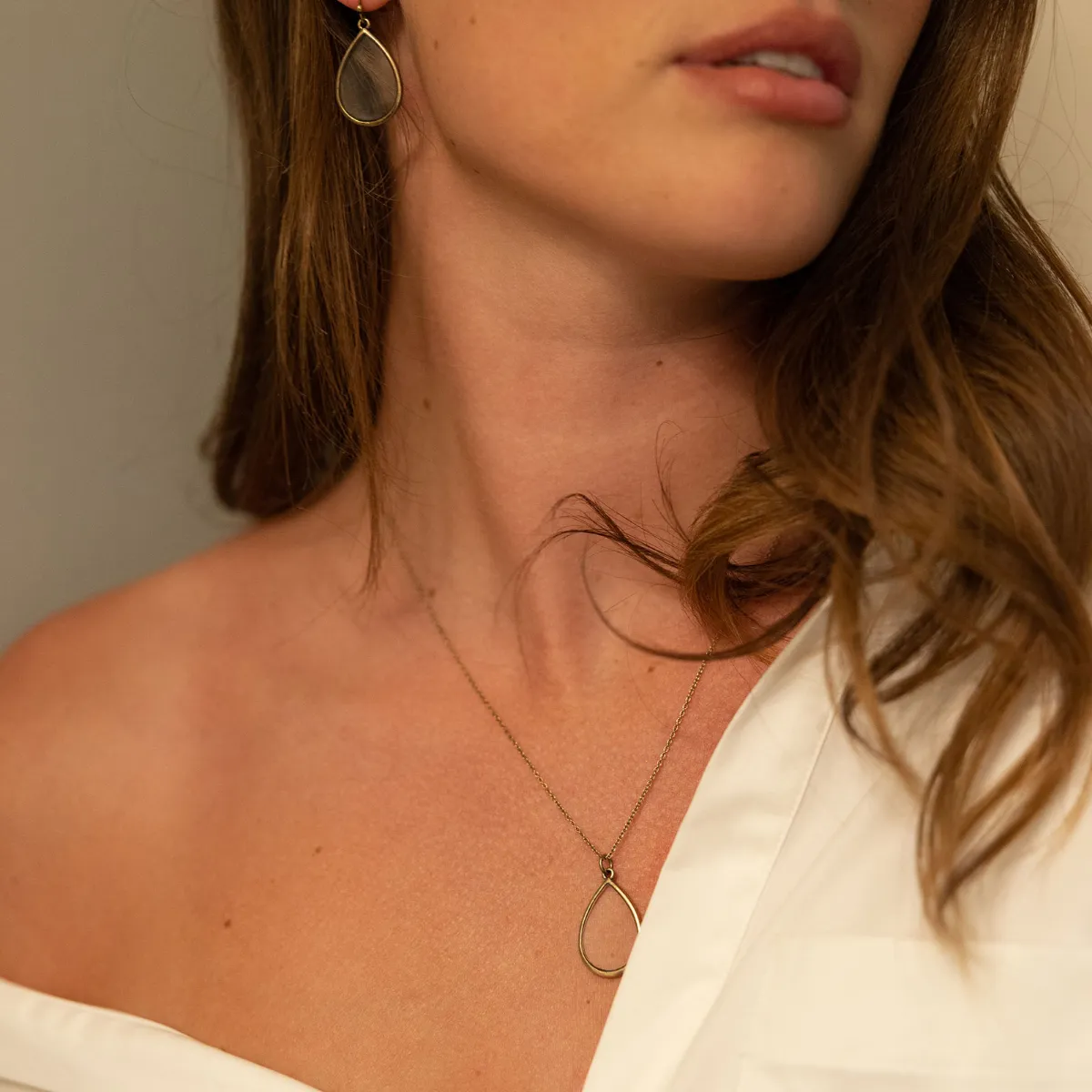 Dainty Stained Glass Tear Drop Necklace
