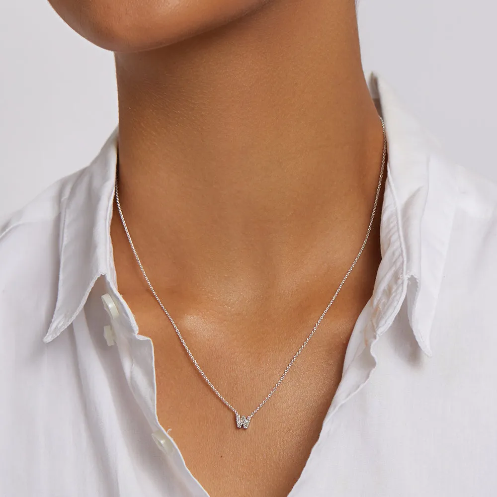 Diamond Letter W Necklace in Silver