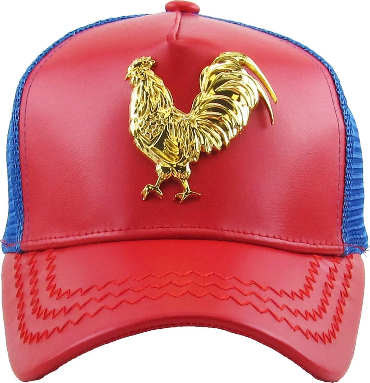 Dominican Republic Gold Badge Wolf Rooster Tuna Trucker Cap Adjustable Snapback Hat