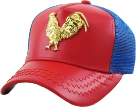 Dominican Republic Gold Badge Wolf Rooster Tuna Trucker Cap Adjustable Snapback Hat
