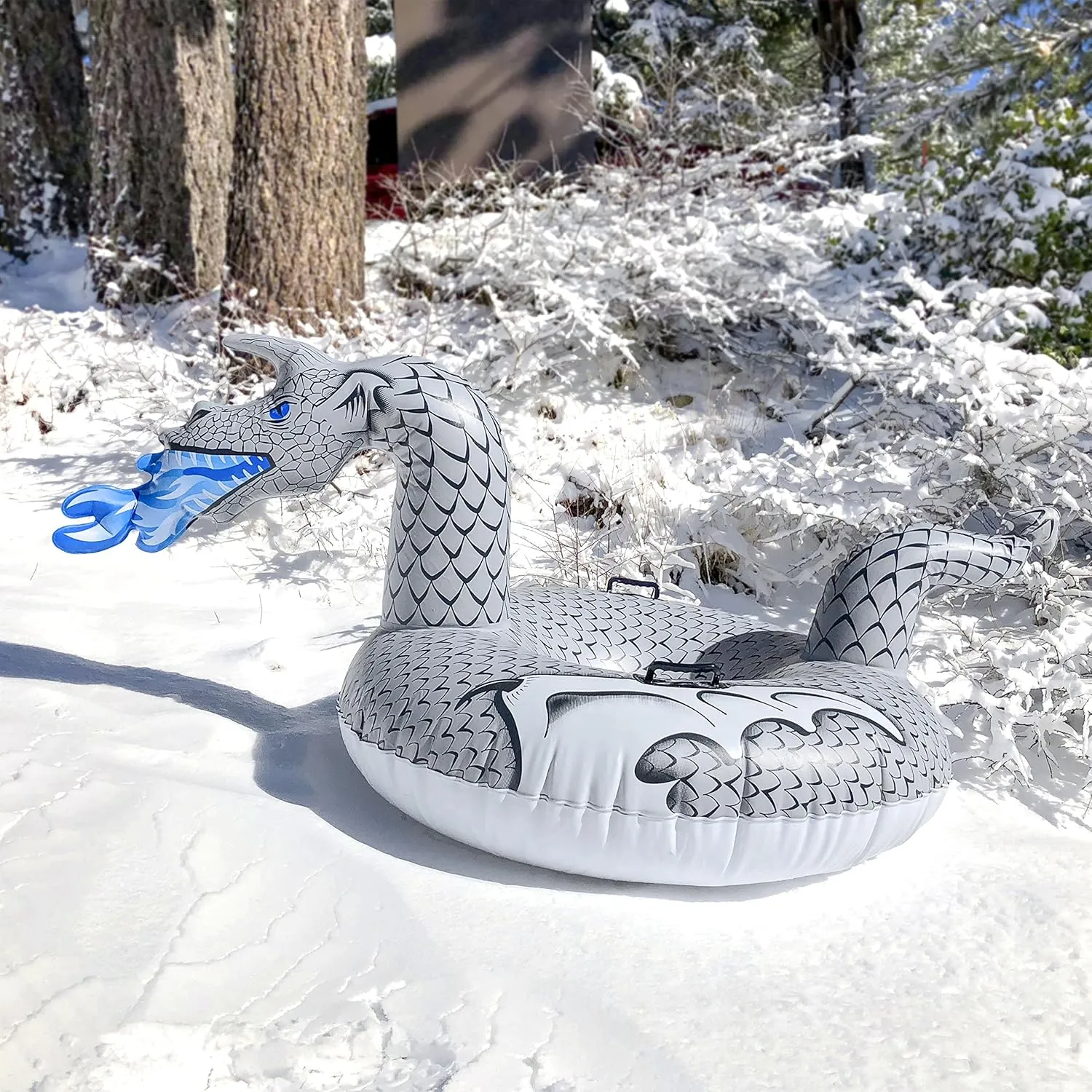 GoFloats Winter Snow Tubes - Choose from Unicorn, Disney's Frozen, Ice Dragon, Polar Bear, Penguin, Flamingo - Inflatable Sled for Kids and Adults