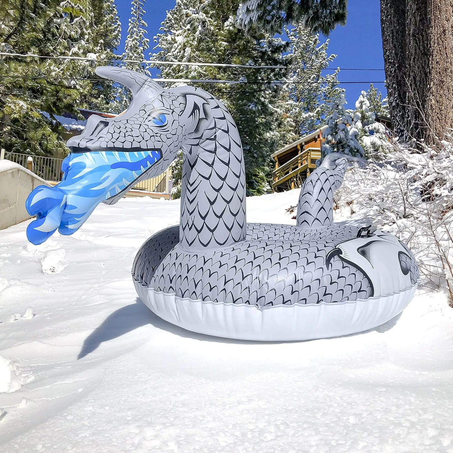 GoFloats Winter Snow Tubes - Choose from Unicorn, Disney's Frozen, Ice Dragon, Polar Bear, Penguin, Flamingo - Inflatable Sled for Kids and Adults