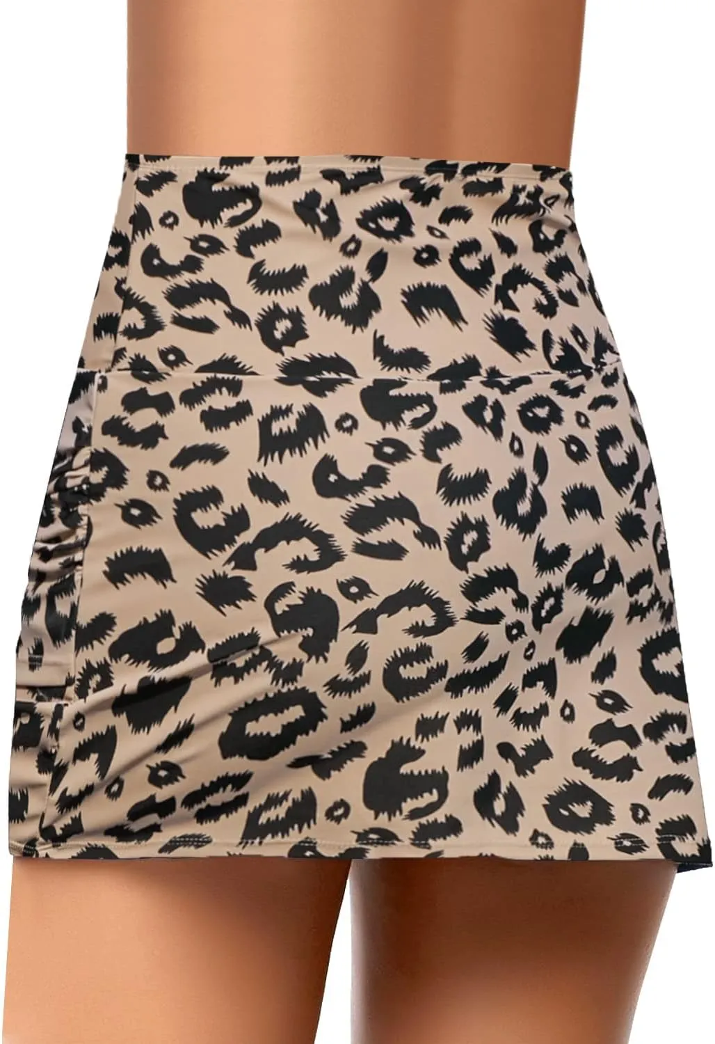 GRAPENT Women's High Waist Tulip Hem Shirring Swim Skirt Swimsuit Bikini Bottom