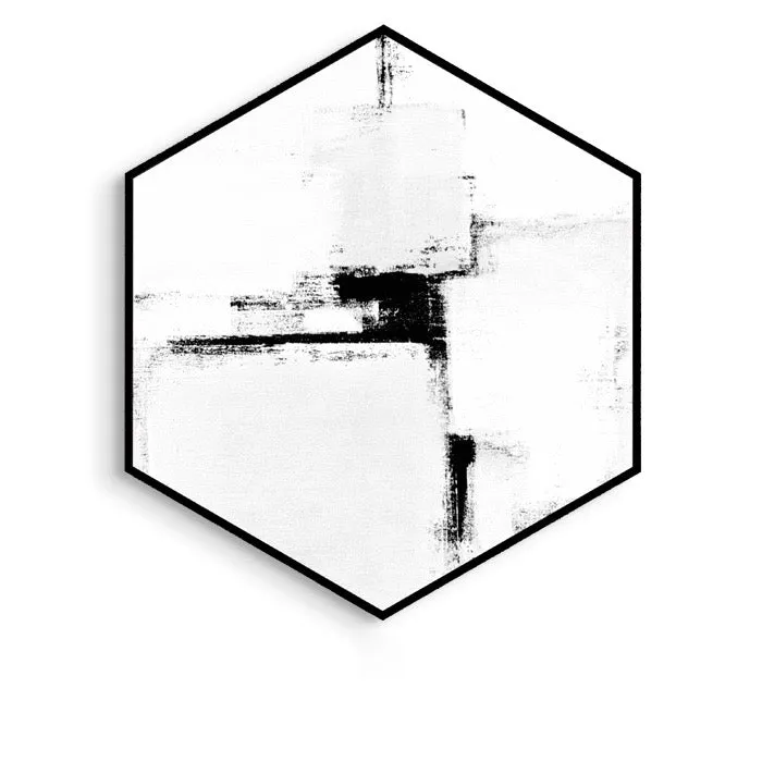 Hexagon Black and White Wall Art With Frame