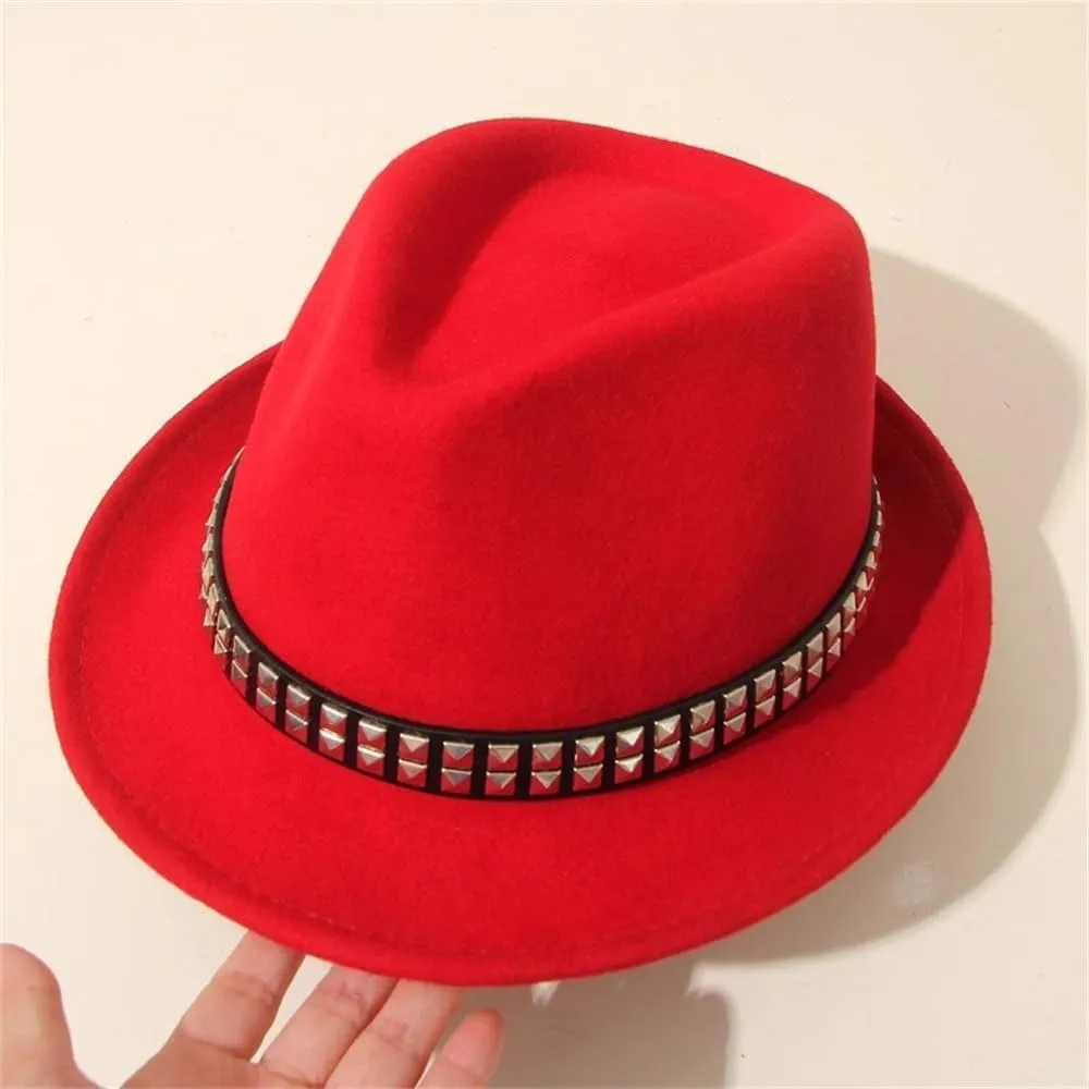 Jazz Hats Retro Rivets Bowler Hat Jazz Cap Stage Cap for Women and Men
