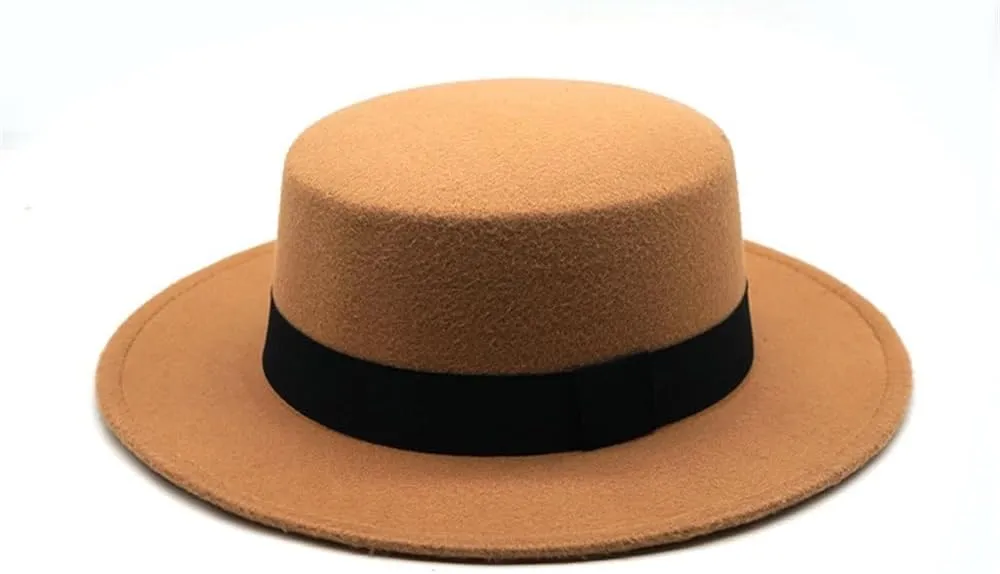 Jazz Hats Vintage Flat Top Bowler Hat Men and Women Gentleman Hat for Women and Men