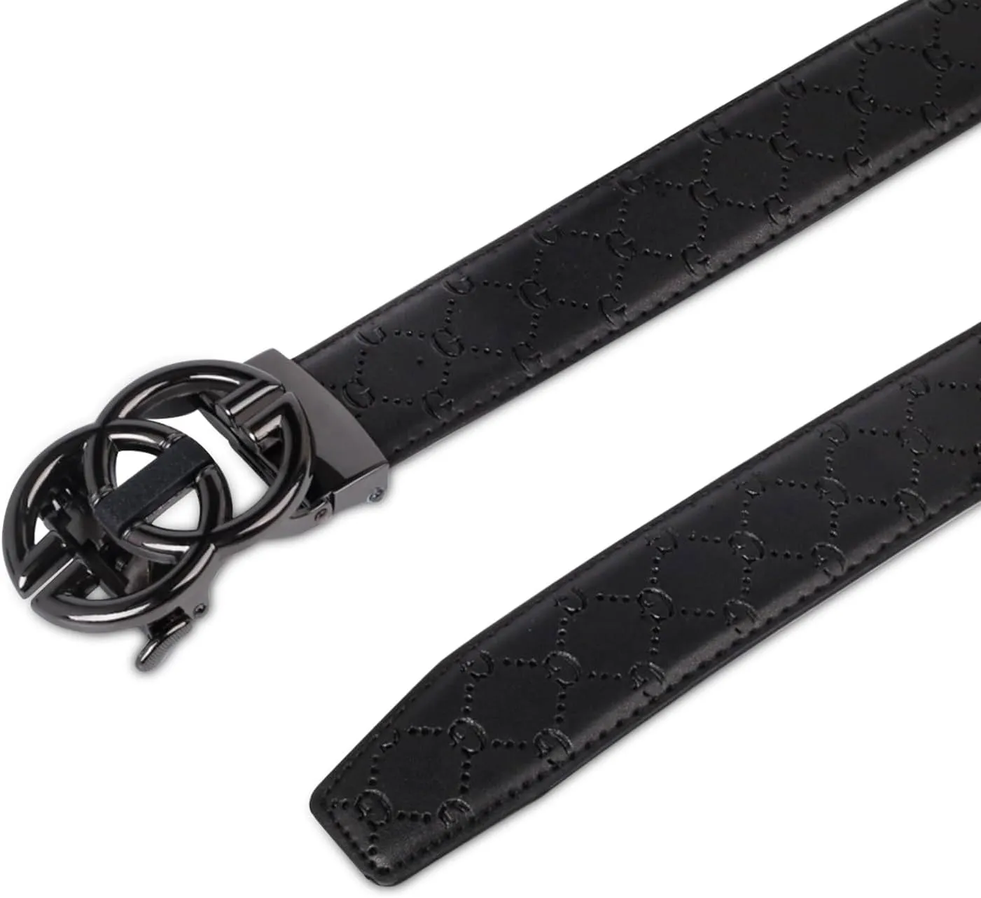 Men&Womens Leather Dress Belt Business Automatic Buckle Belt Color-Black Silver Gold