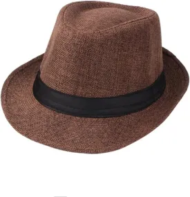 Men's Classic Manhattan Structured Gangster Trilby Fedora Hat Short Brim Panama Hat