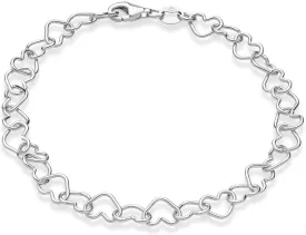 Miabella 925 Sterling Silver Italian 5mm Heart Link Chain Bracelet for Women, Made in Italy