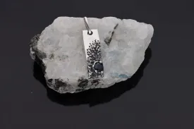 Natural Blue Sapphire Pendant Mini Men's Sapphire Pendant 925 Sterling Silver Charm Hammered Hnadmade Charm Birthday Gift For Him