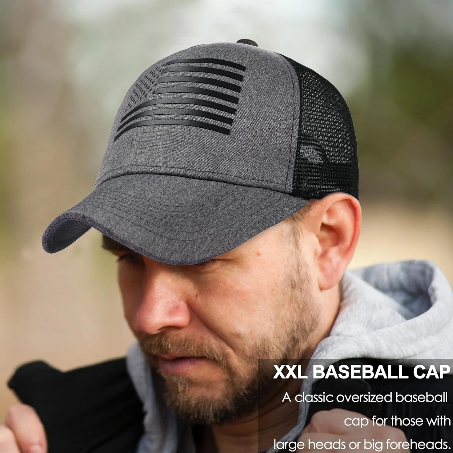 Oversize XXL American Flag Trucker Hat Sport Snapback Hat, Large Size Breathable Mesh Baseball Cap for Men Big Head