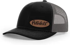 Peterbilt Truck Logo Side Panel Laser Engraved Leather Patch Richardson 112 Snapback Trucker Hat Cap
