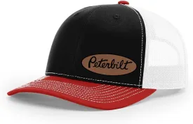Peterbilt Truck Logo Side Panel Laser Engraved Leather Patch Richardson 112 Snapback Trucker Hat Cap