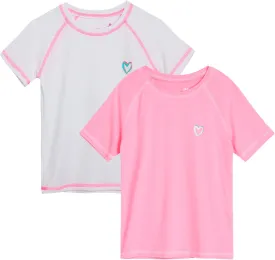 Pink Platinum Girls Rash Guard Shirt - 2 Pack UPF 50  Quick Dry Short Sleeve Swim Shirt Rash Guard for Girls (Sizes: 4-16)