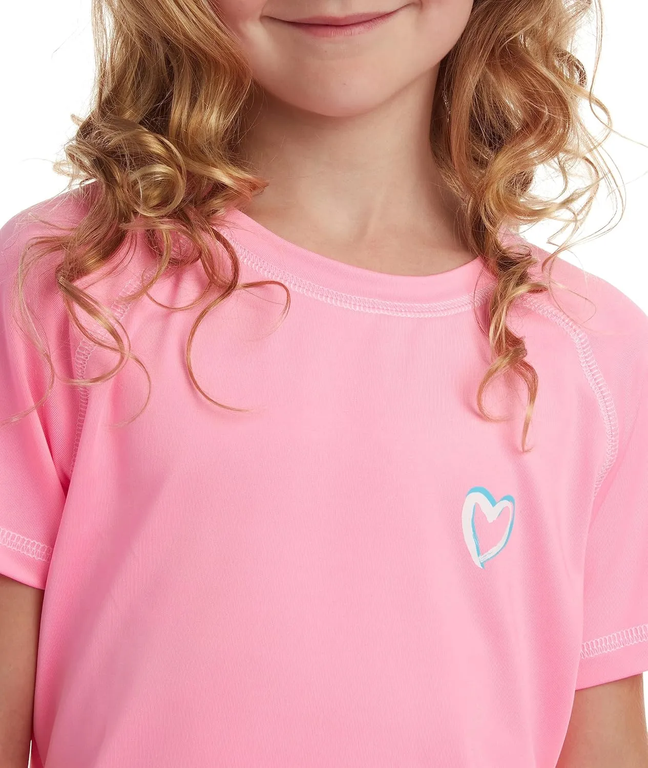 Pink Platinum Girls Rash Guard Shirt - 2 Pack UPF 50  Quick Dry Short Sleeve Swim Shirt Rash Guard for Girls (Sizes: 4-16)