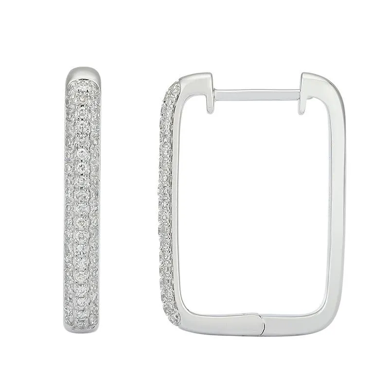 Rectangular Pave Hoops