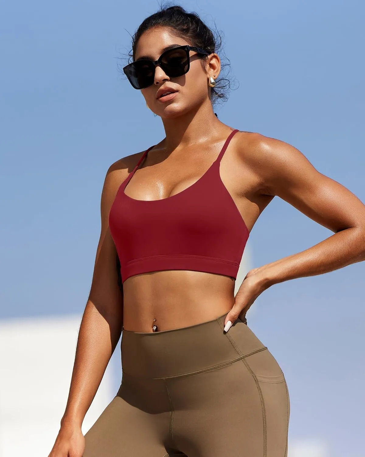 RUNNING GIRL Sports Bras for Women,Y-Back Medium Support Workout Sports Bra Padded Racerback Supportive Bras Push up
