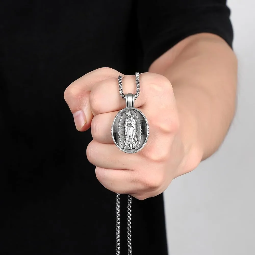 Saint Christopher/Virgin Mary/Jesus Christ/Saint Michael Archangel/Jesus Shepherd/St Andrew Necklace Titanium Steel Pendant Religious Medal Medallion Jewelry
