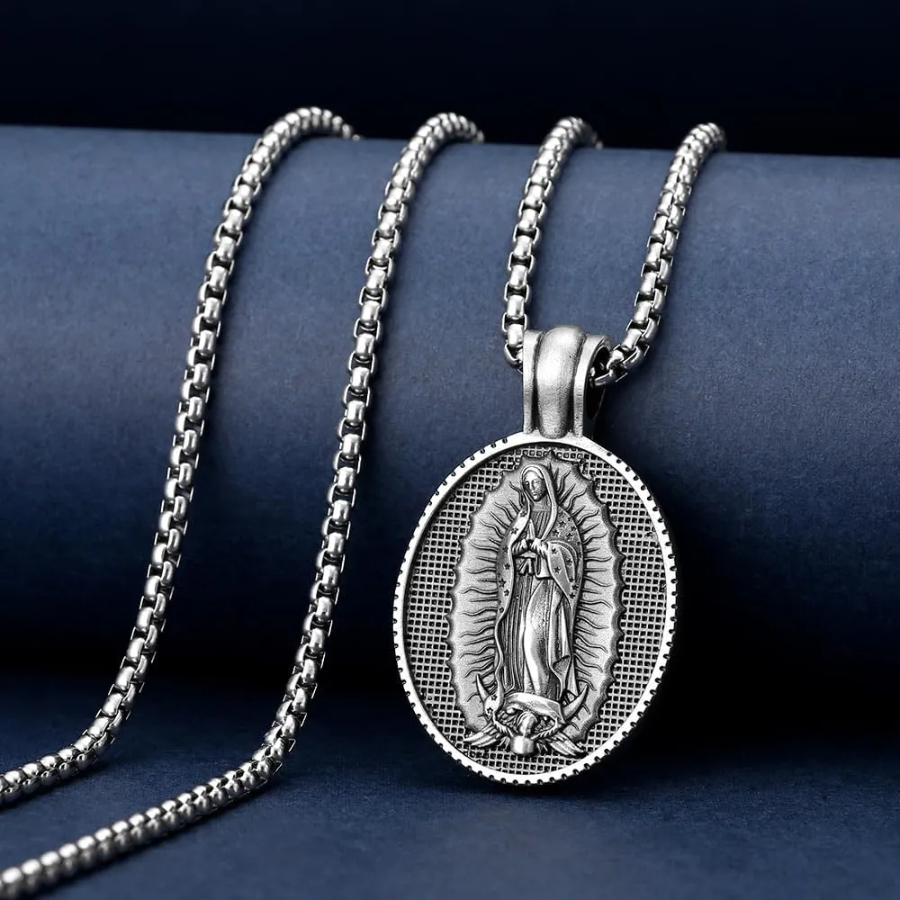 Saint Christopher/Virgin Mary/Jesus Christ/Saint Michael Archangel/Jesus Shepherd/St Andrew Necklace Titanium Steel Pendant Religious Medal Medallion Jewelry