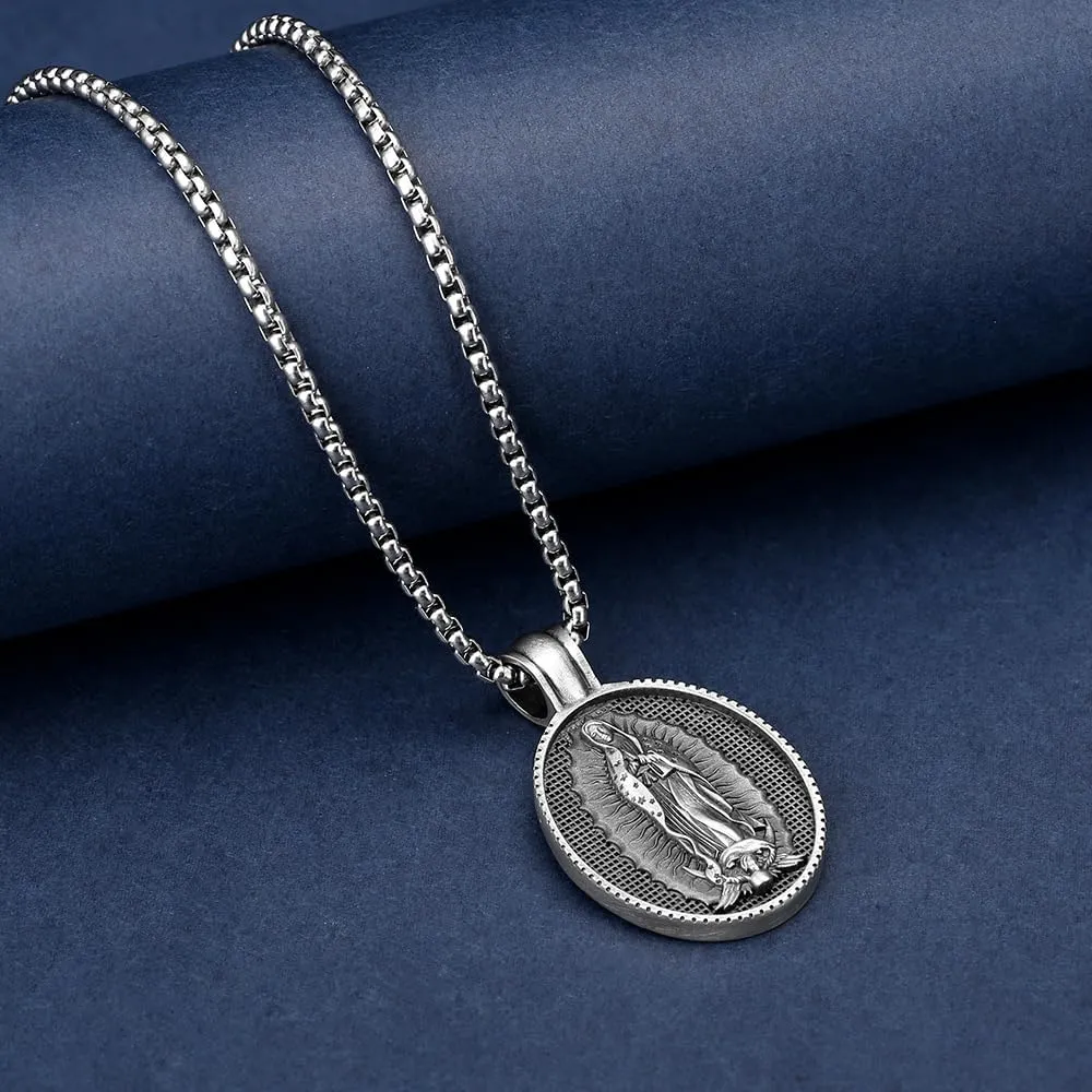 Saint Christopher/Virgin Mary/Jesus Christ/Saint Michael Archangel/Jesus Shepherd/St Andrew Necklace Titanium Steel Pendant Religious Medal Medallion Jewelry
