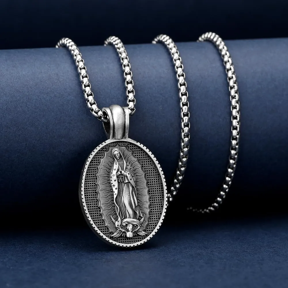 Saint Christopher/Virgin Mary/Jesus Christ/Saint Michael Archangel/Jesus Shepherd/St Andrew Necklace Titanium Steel Pendant Religious Medal Medallion Jewelry