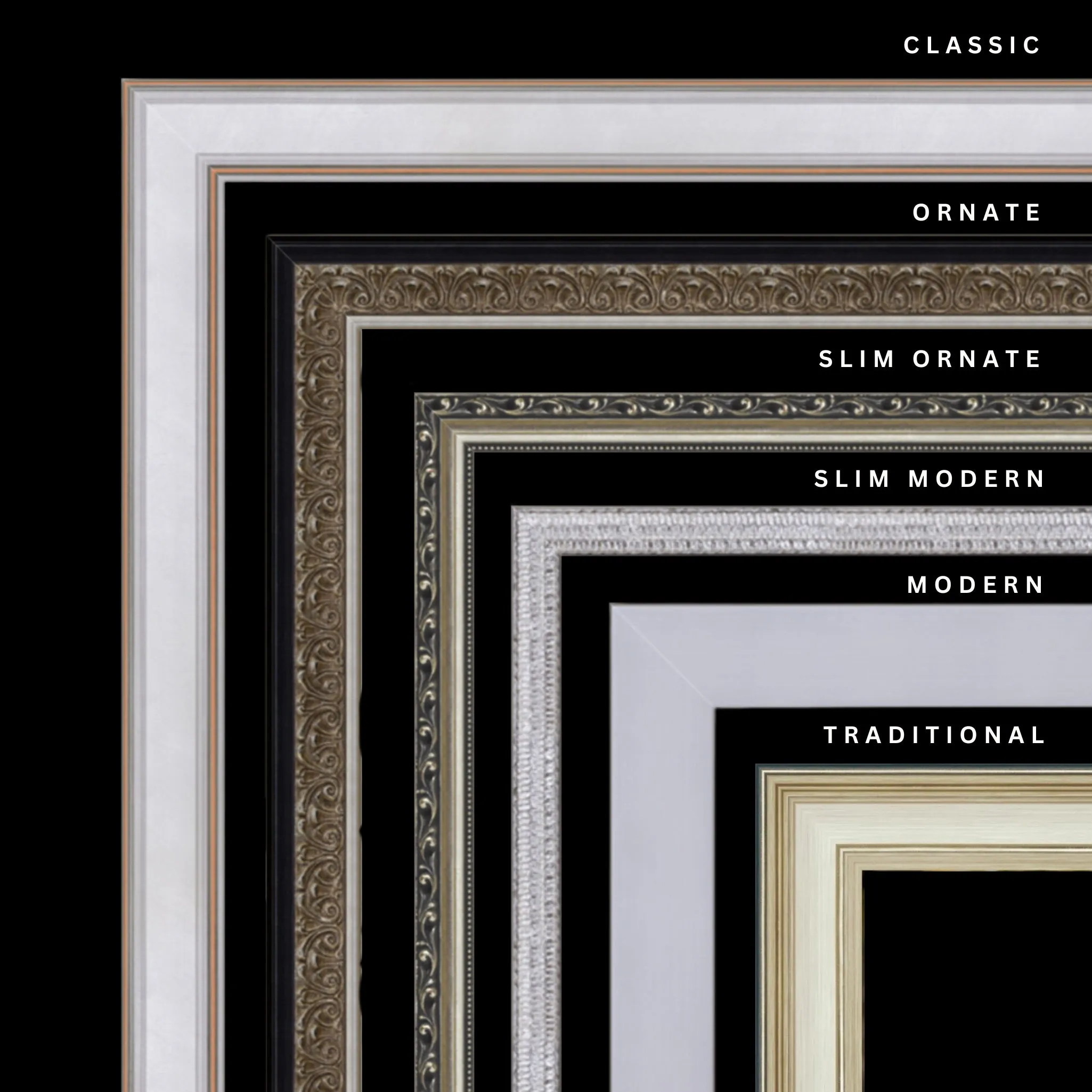 Silver 40x16 Picture Frame Ornate Traditional Classic Antique