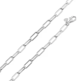Silver 925 Diamond Cut Paperclip Link Chain 6mm