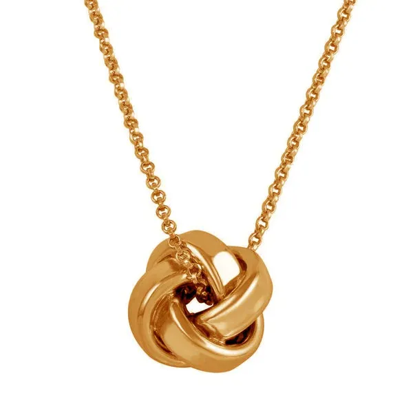 Sterling Silver 925 Rose Gold Plated Knot Pendant Necklace