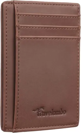 Travelambo Slim Wallet Front Pocket Minimalist Leather RFID Blocking Medium Size