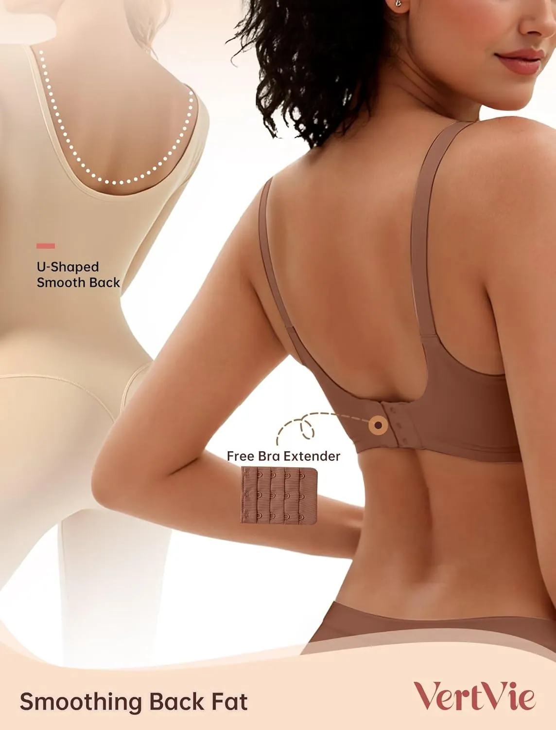 Vertvie Womens Wireless Bras No Underwire Push Up Bra Seamless Supportive Full Coverage Everyday Bras Regular and Plus Size
