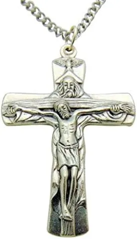 Westman Works Trinity Vatican Crucifix 2 Inch Catholic Cross on Stainless Steel Chain