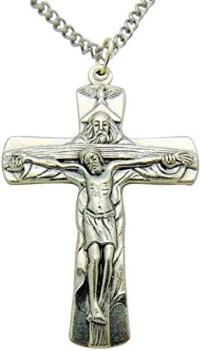 Westman Works Trinity Vatican Crucifix 2 Inch Catholic Cross on Stainless Steel Chain