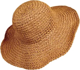 Women Straw Hat Wide Brim Beach Sun Cap Foldable Large Lady Floppy 100% Natural Paper Braided for Travel Summer Vacation