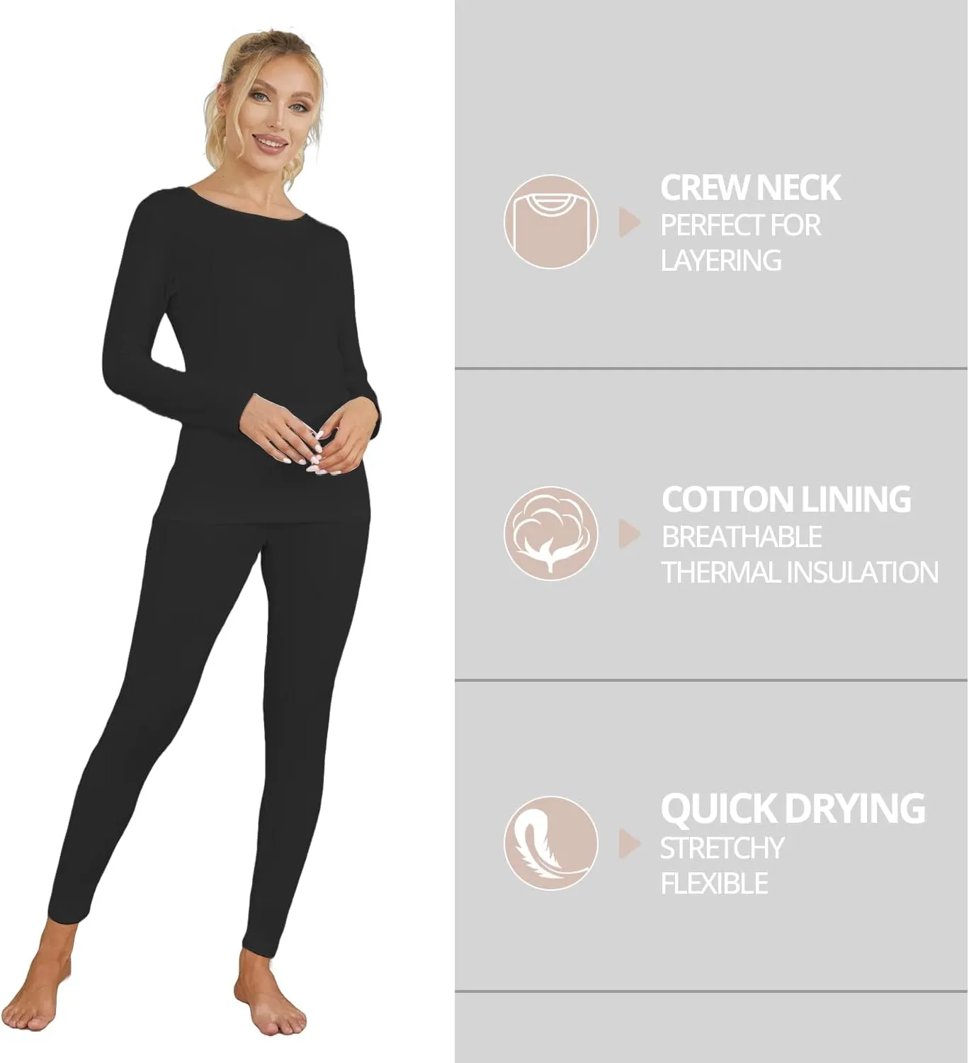 Women's Lightweight Spring Base Layer - Breathable Undershirt & Pants, Limited Sizes